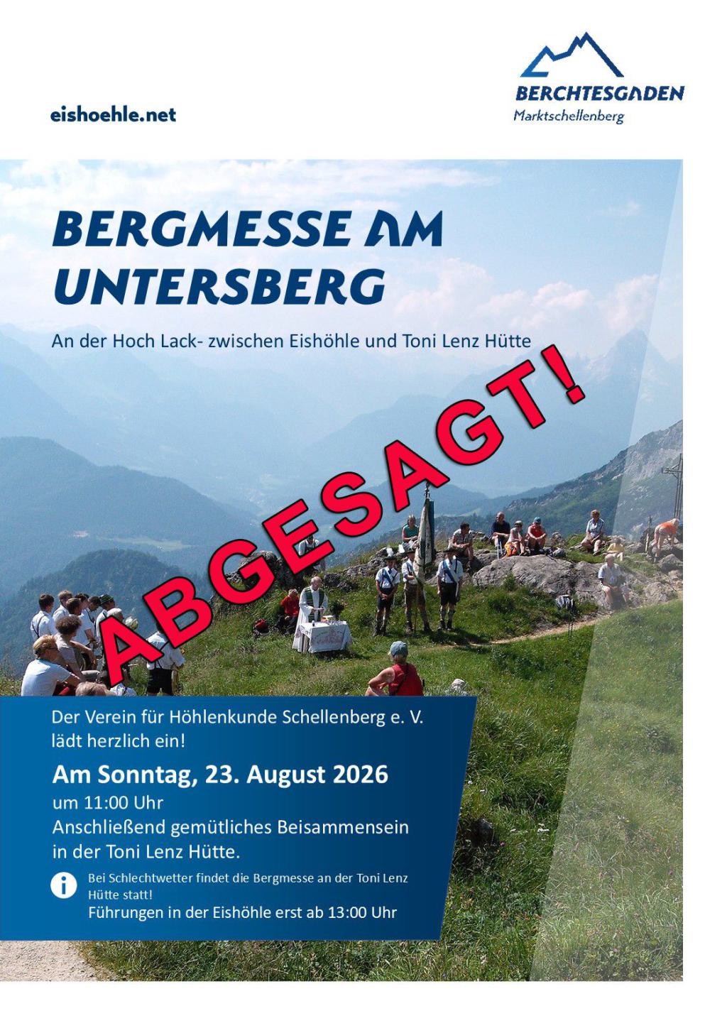 Plakat Bergmesse 2026 ABGESAGT